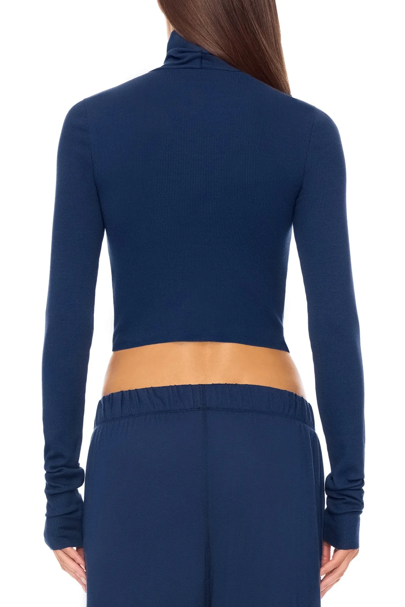 Cropped Fitted Turtleneck Top