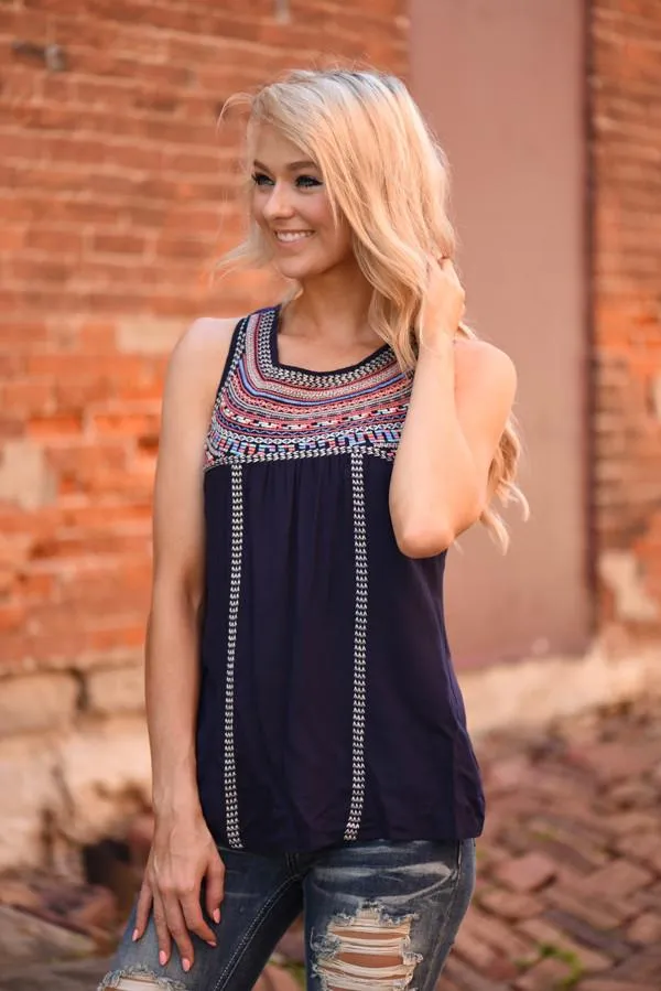 Cross Cross Embroidered Top