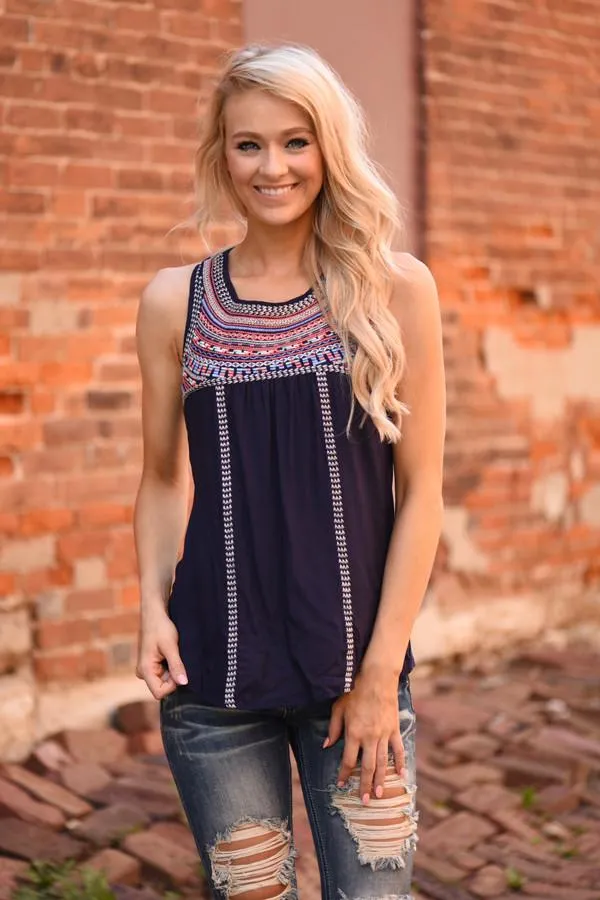 Cross Cross Embroidered Top