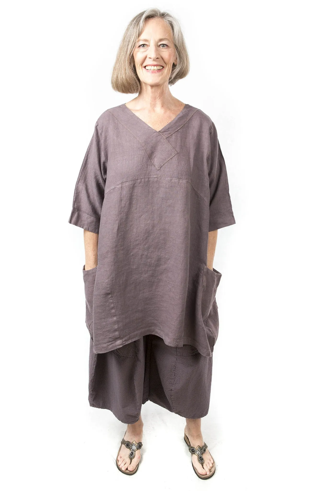 Crossover Linen Ferric Tunic UnPrinted
