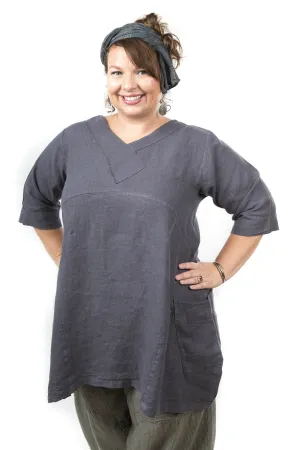 Crossover Linen Shale Tunic UnPrinted