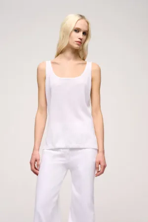 CUNICOLO B OFF-WHITE LINEN-BLEND TANK TOP