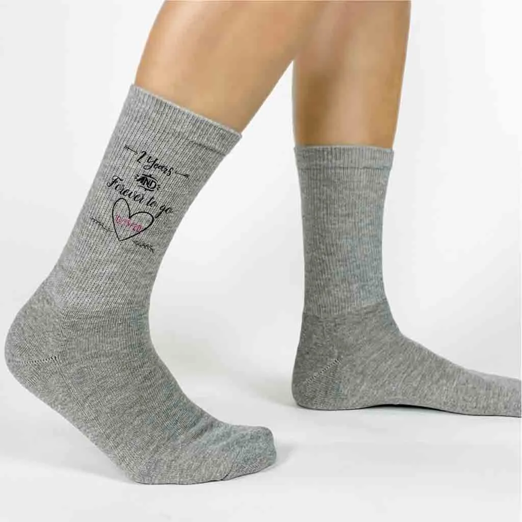 Custom 2 Year Anniversary Crew Socks for Wife