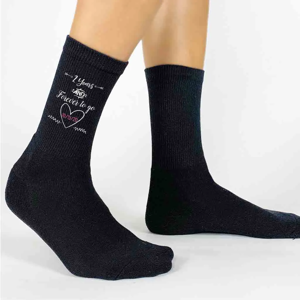 Custom 2 Year Anniversary Crew Socks for Wife