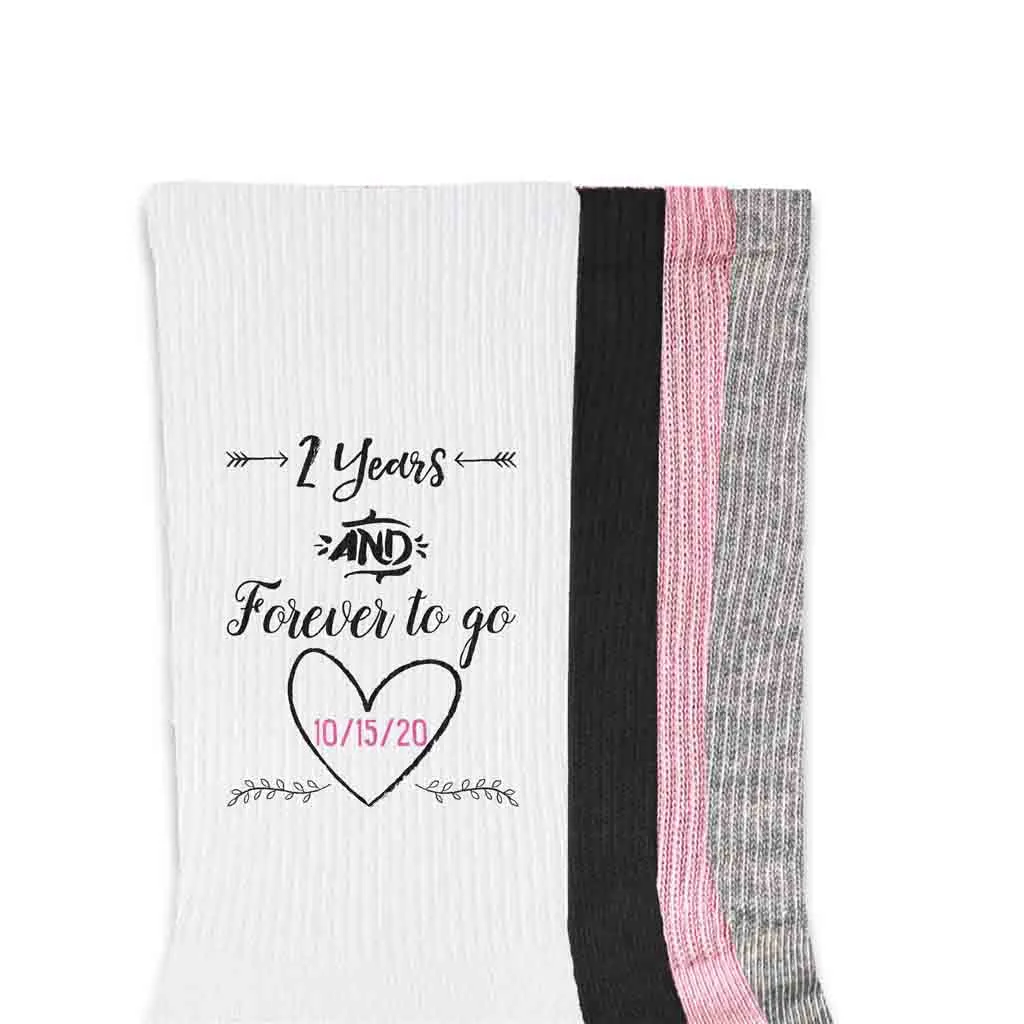 Custom 2 Year Anniversary Crew Socks for Wife