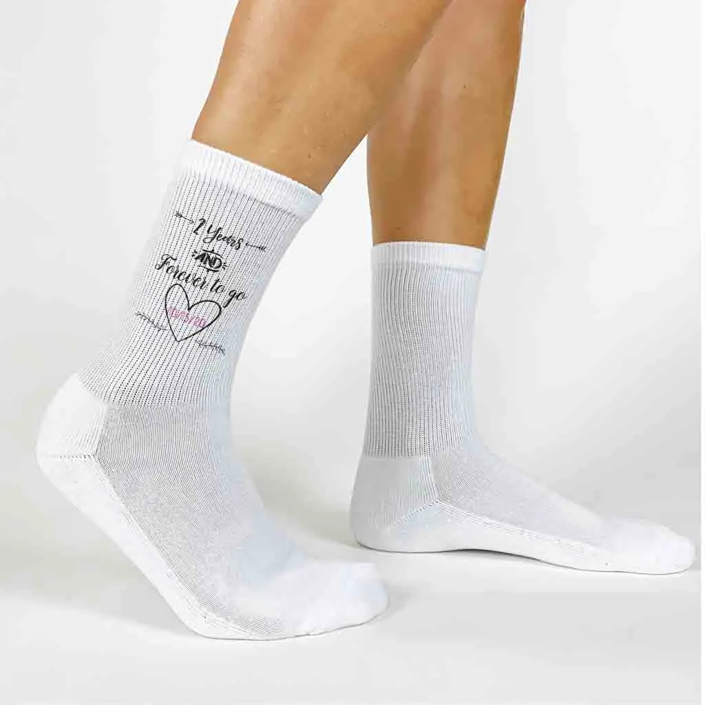 Custom 2 Year Anniversary Crew Socks for Wife