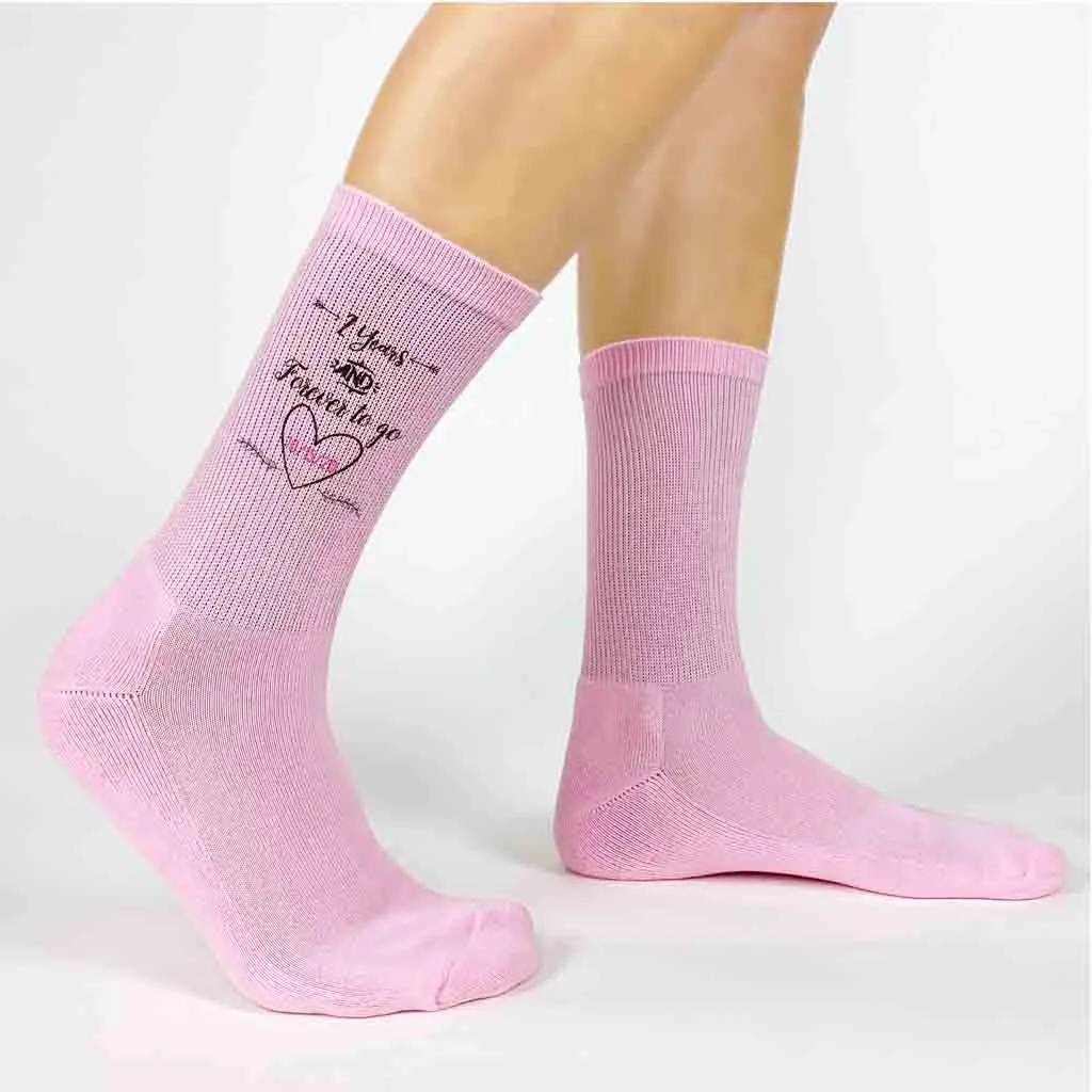 Custom 2 Year Anniversary Crew Socks for Wife