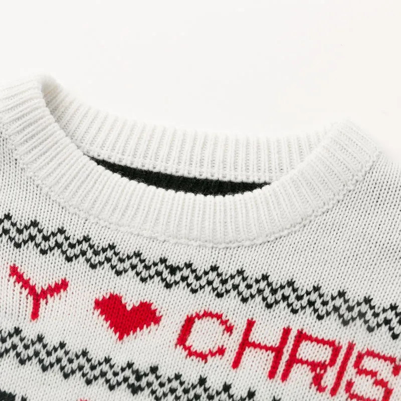 Cute Elk & Heart Print Christmas Sweater