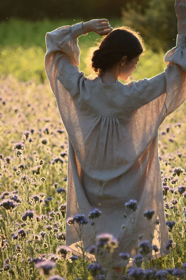 Cézanne Tunic Dress in White Linen Gauze