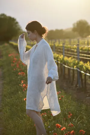Cézanne Tunic Dress in White Linen Gauze