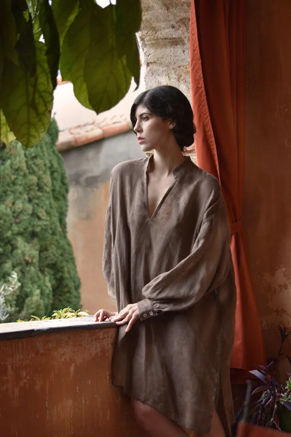 Cézanne Tunic Dress in White Linen Gauze