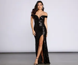 Dalilah High Stylish Slit Sequin Dress