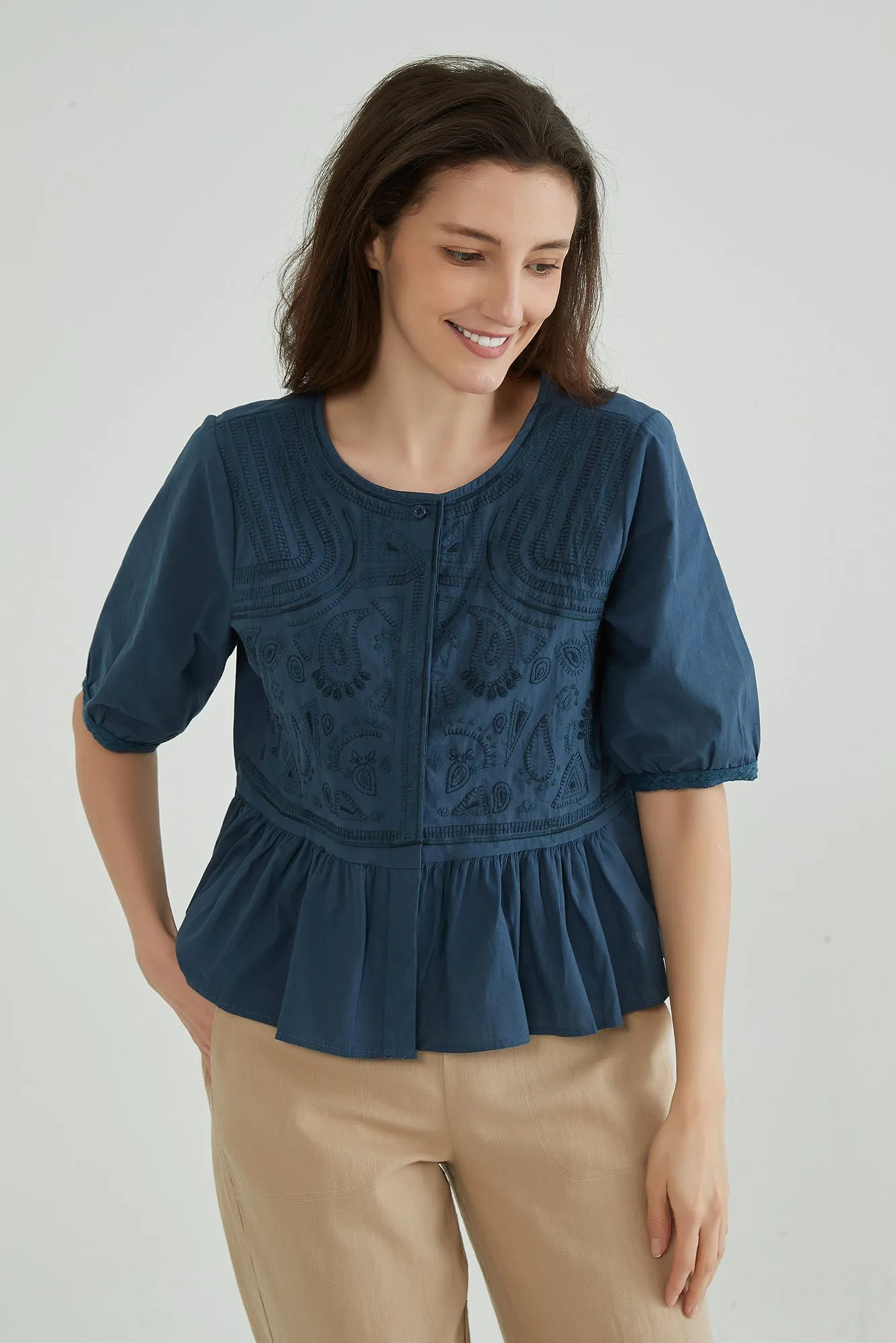 Dark Navy Embroidered Shirt