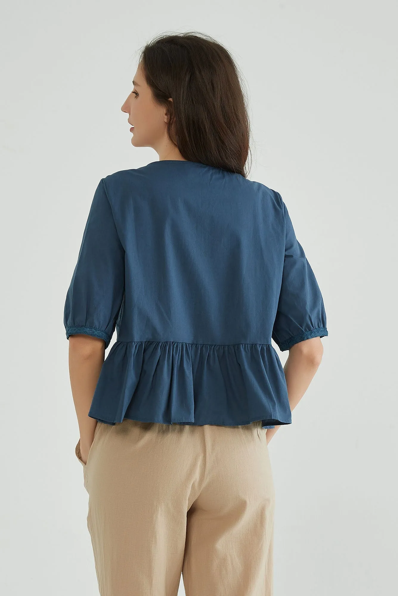 Dark Navy Embroidered Shirt