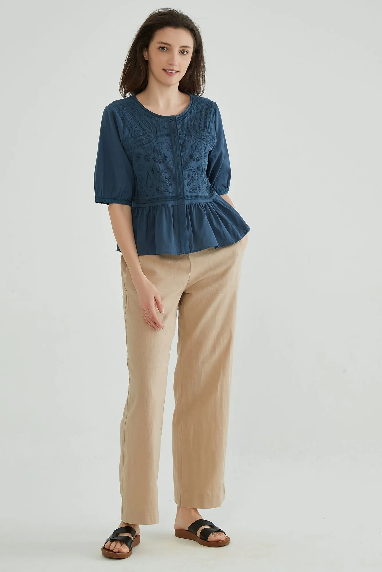 Dark Navy Embroidered Shirt