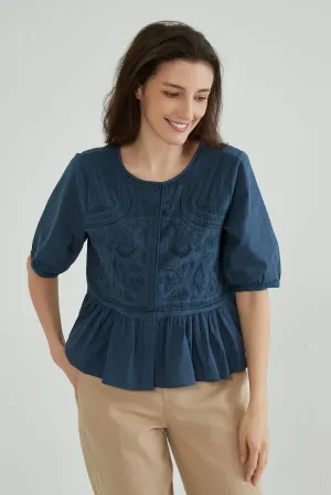 Dark Navy Embroidered Shirt