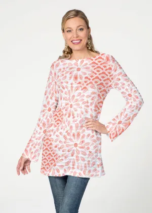 Daybreak Orange (8084) ~ Banded Boatneck Tunic