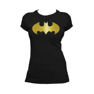 DC Comics Batman Logo Classic Metallic Official Women's T-shirt (Black)