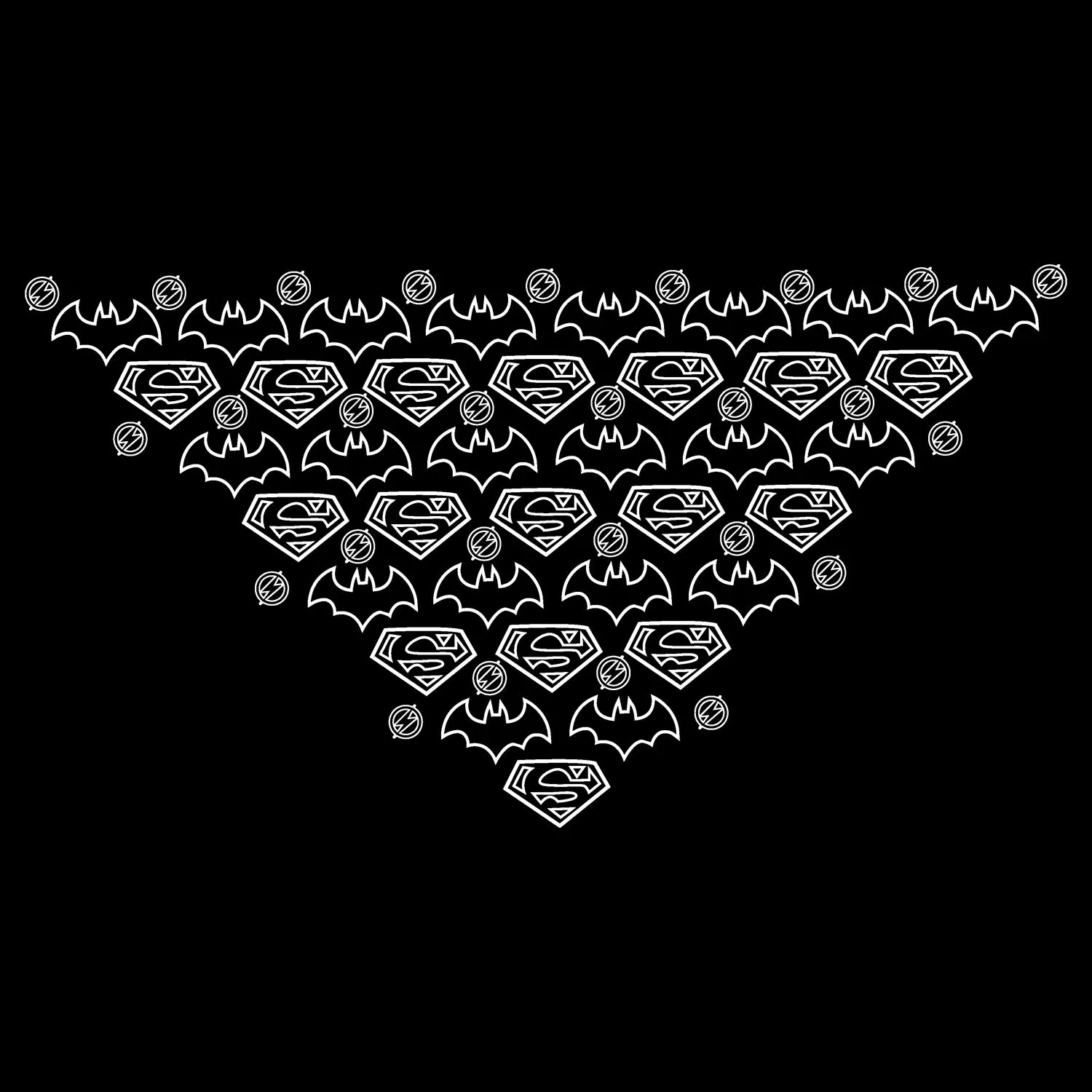 DC Comics Justice League Xmas Pattern Triangle Official Women's T-shirt (Black)