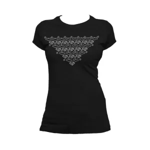 DC Comics Justice League Xmas Pattern Triangle Official Women's T-shirt (Black)