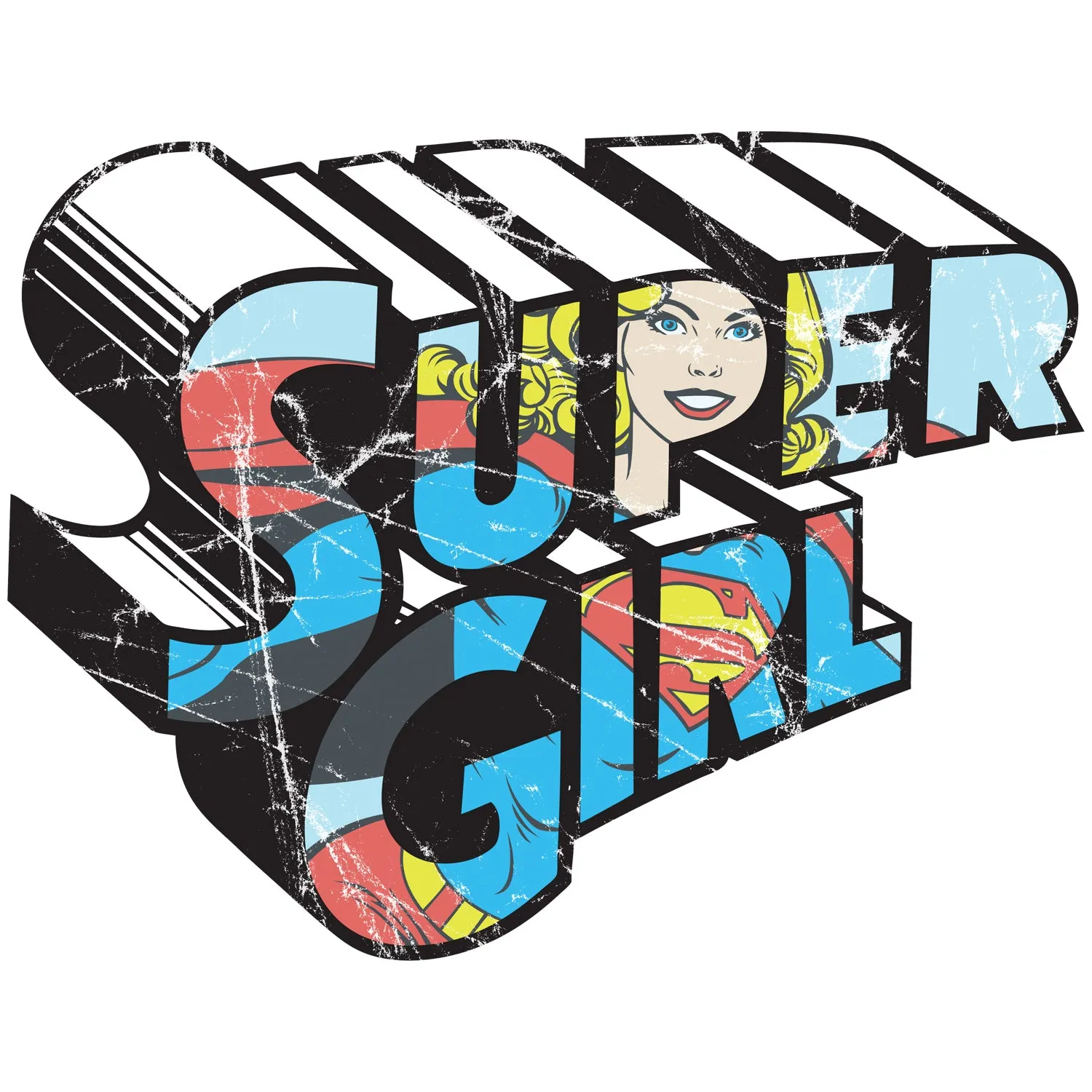 DC Comics Retro Supergirl Logo Character Distressed Official Women's T-shirt (White)