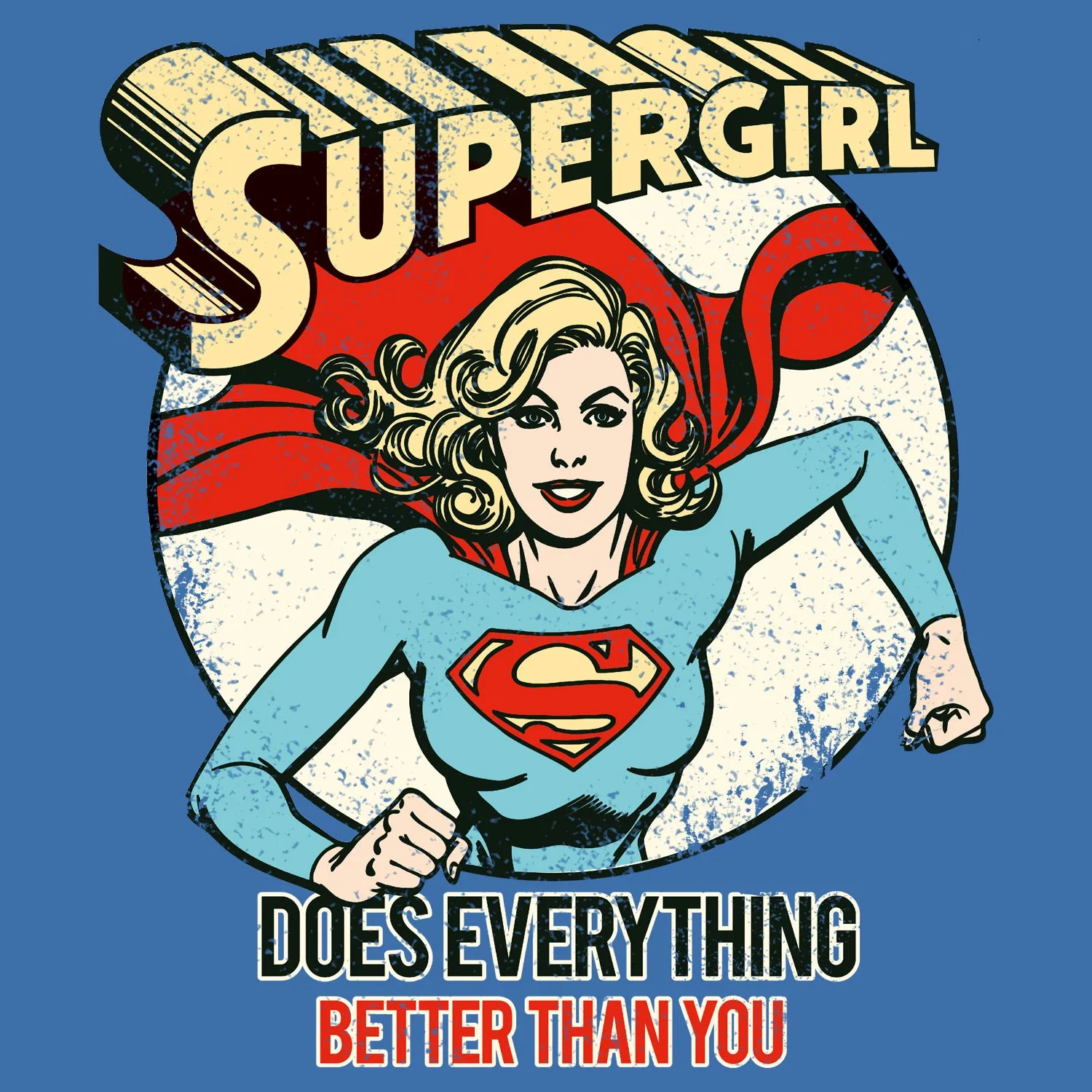 DC Comics Supergirl Text Better Than You Official Women's T-shirt (Blue)