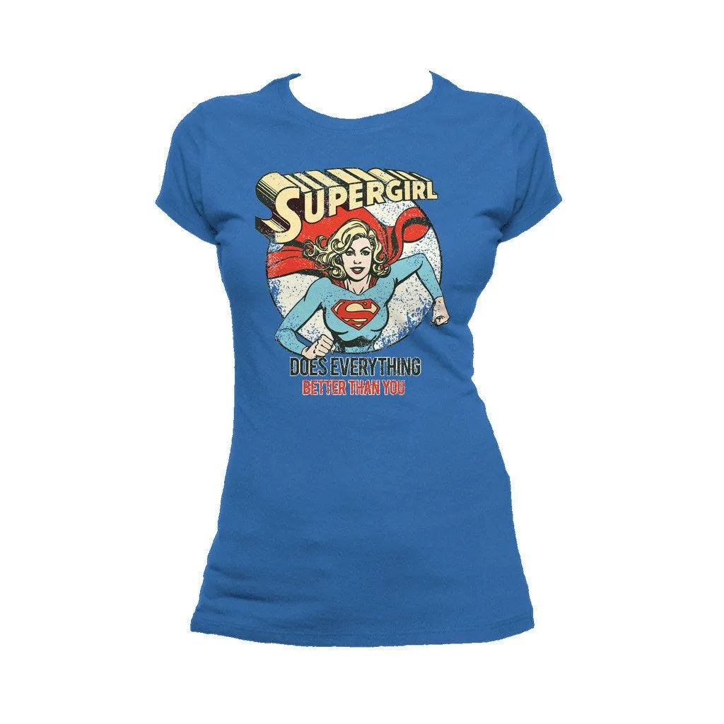 DC Comics Supergirl Text Better Than You Official Women's T-shirt (Blue)