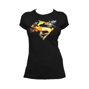 DC Comics Superman Logo Saturated Official Women's T-shirt (Black)
