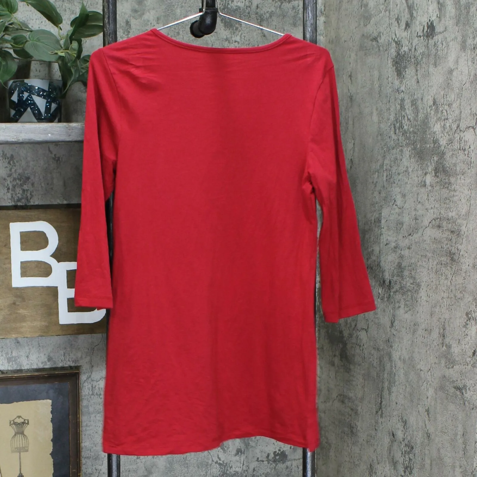 Denim & Co. Knit Top With Embroidered Keyhole Neckline Apple Red XS