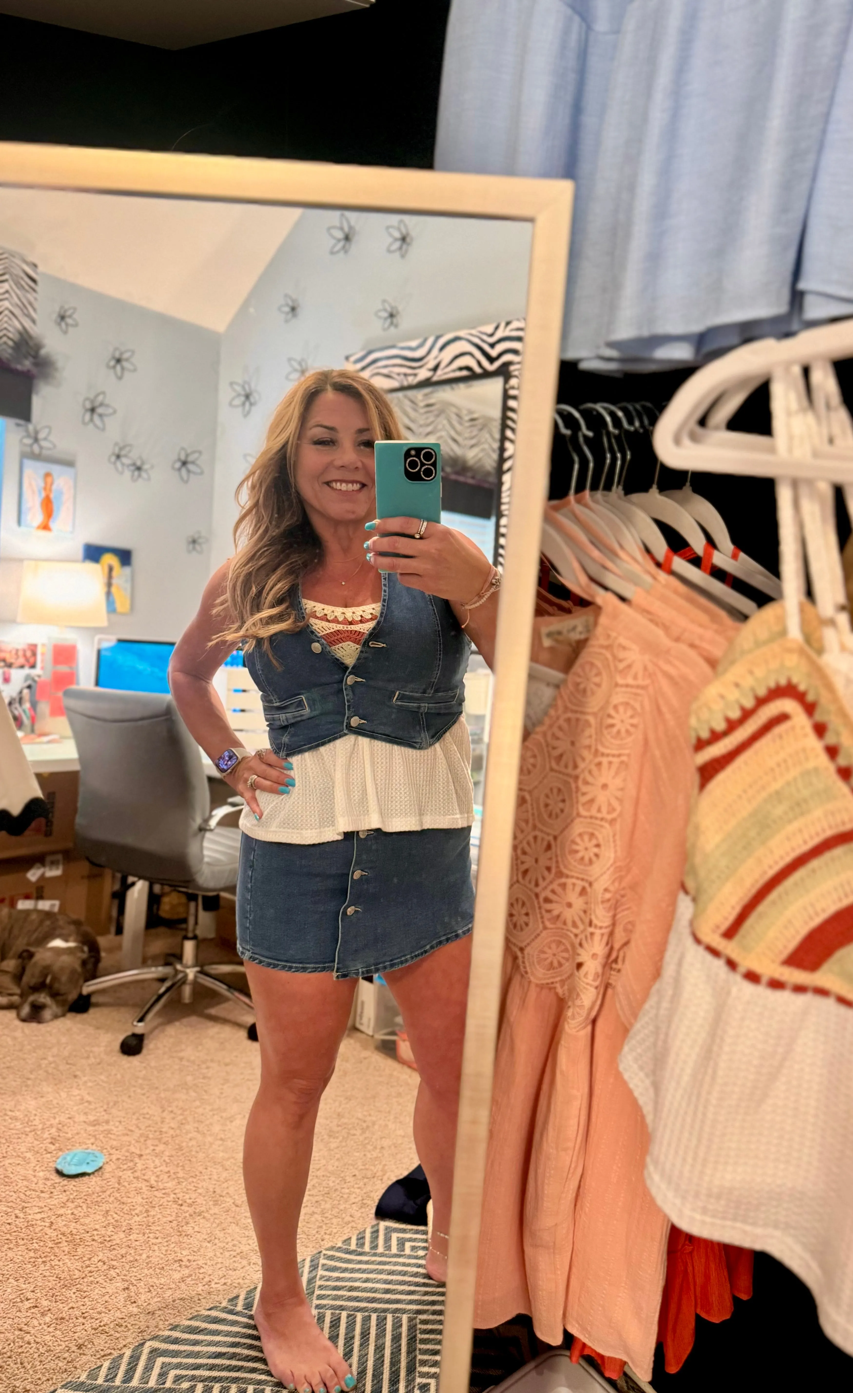 Denim Buttoned Wrap Skort
