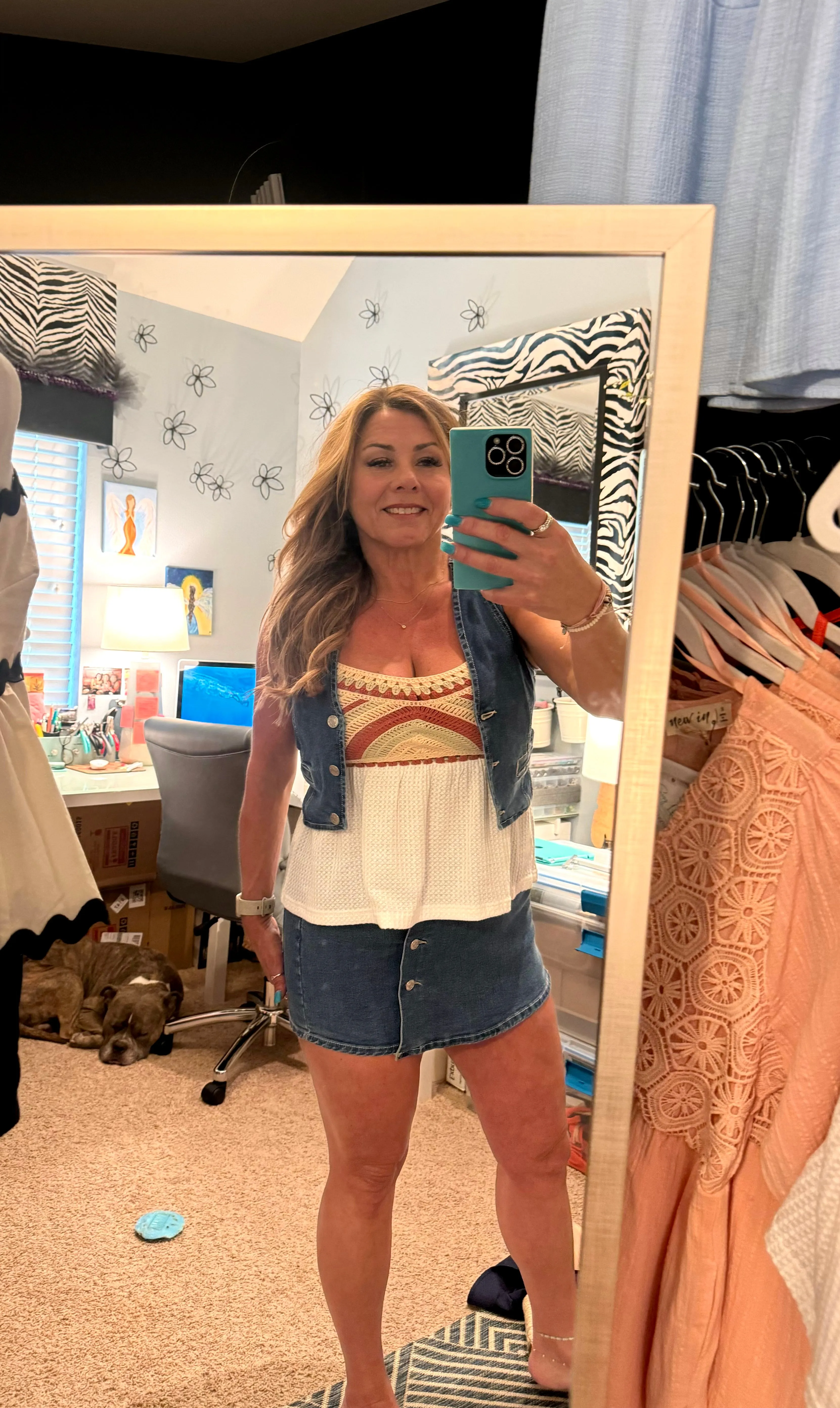 Denim Buttoned Wrap Skort