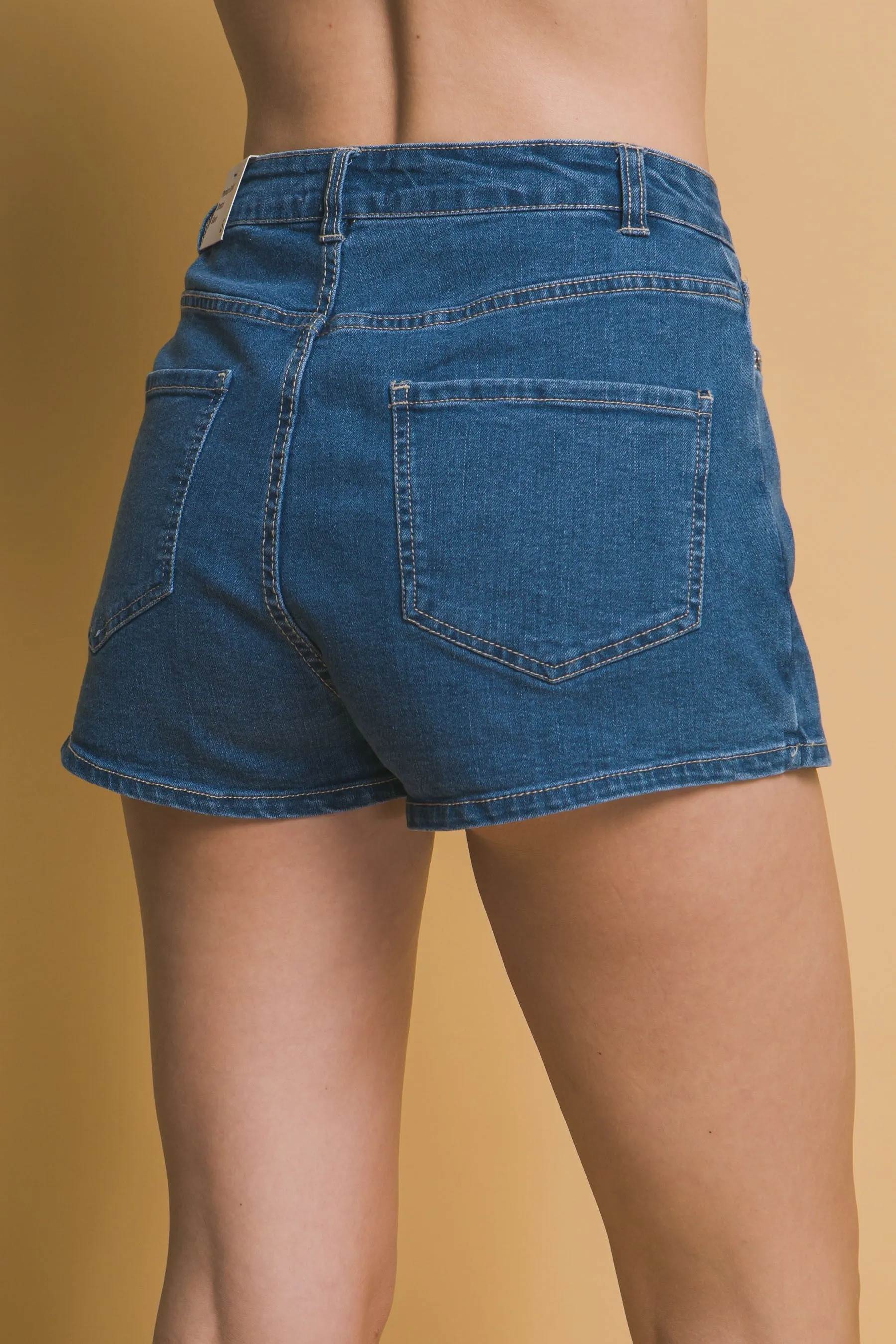 Denim Buttoned Wrap Skort