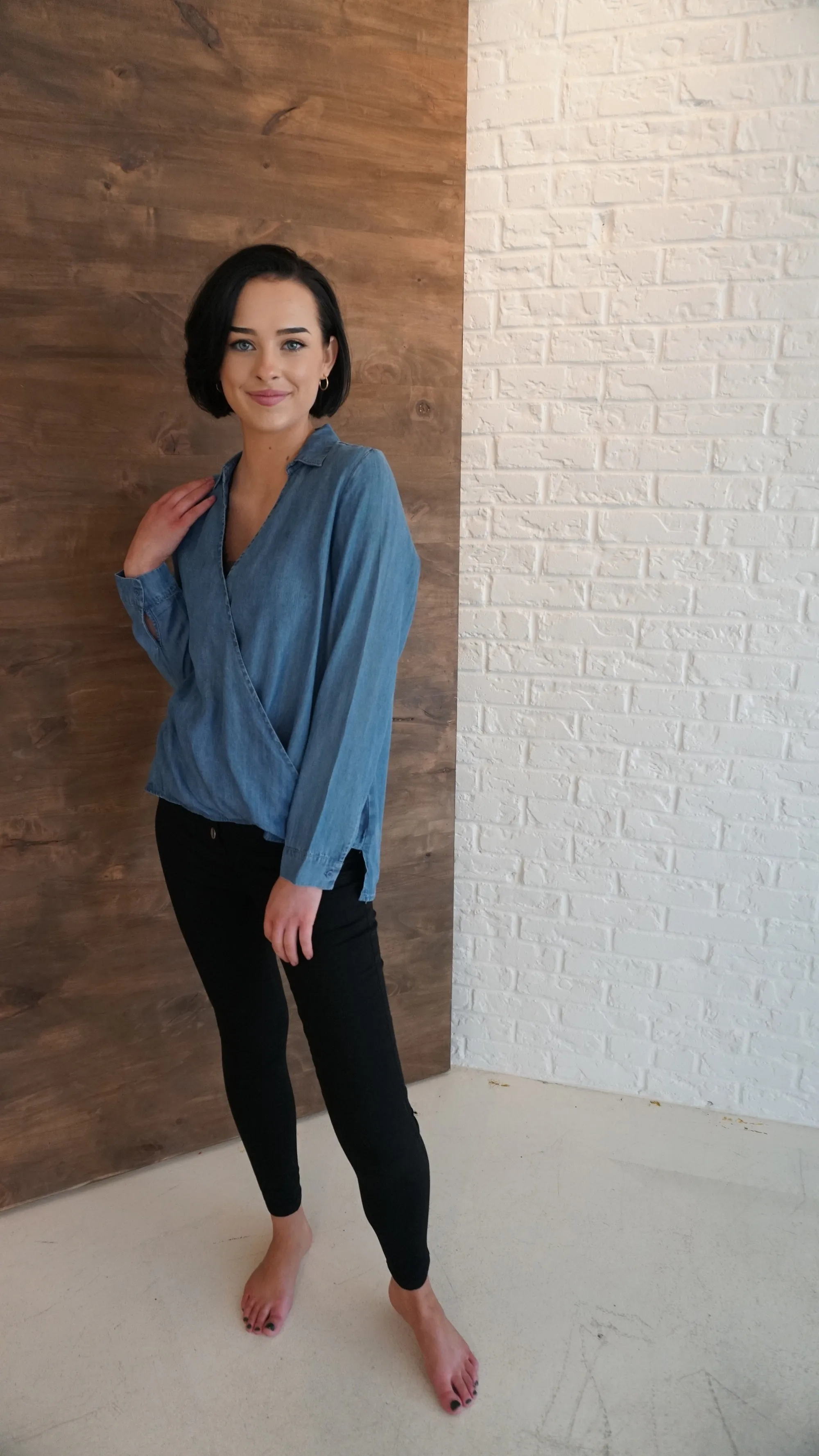Denim Wrap Top