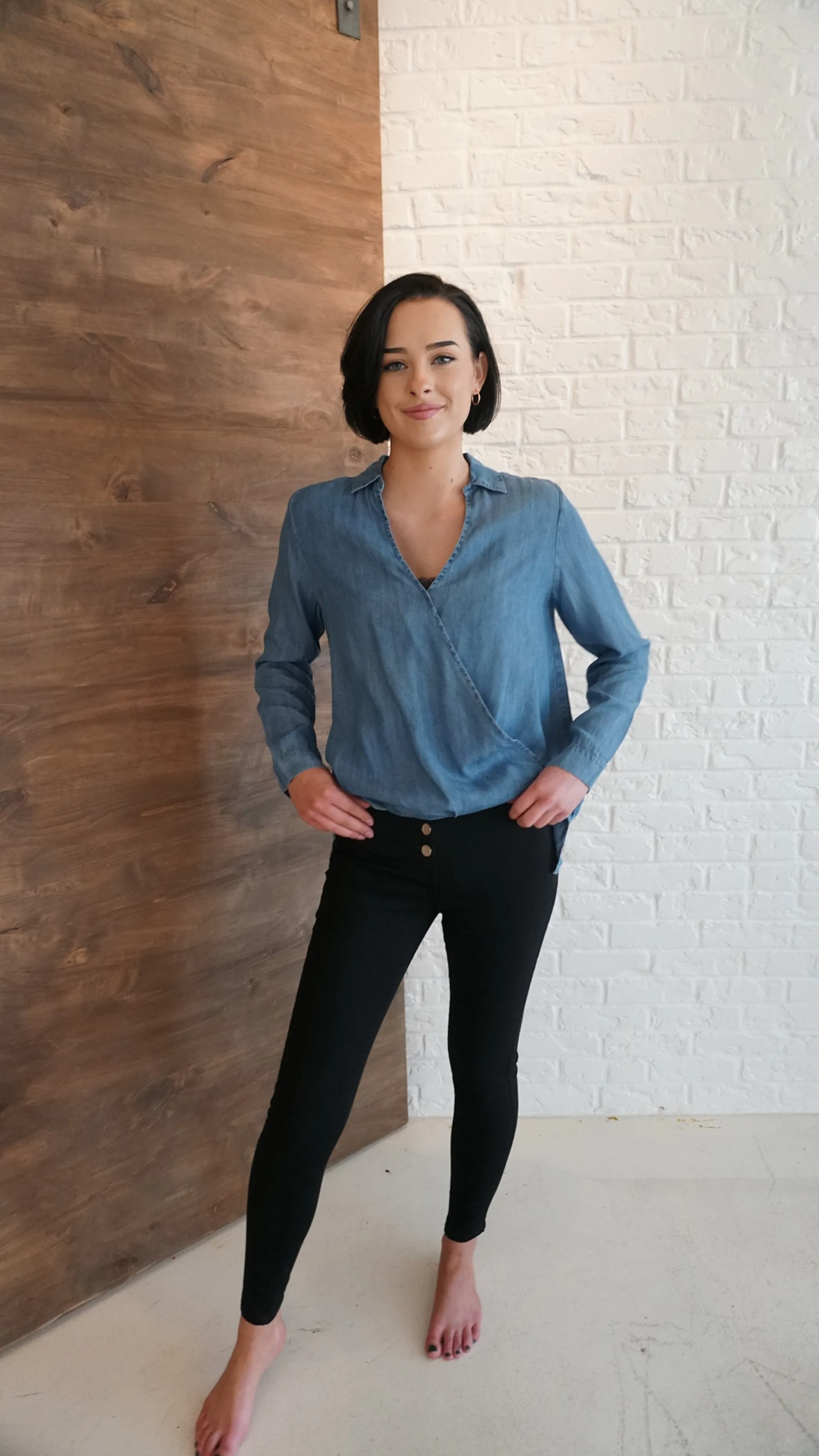 Denim Wrap Top