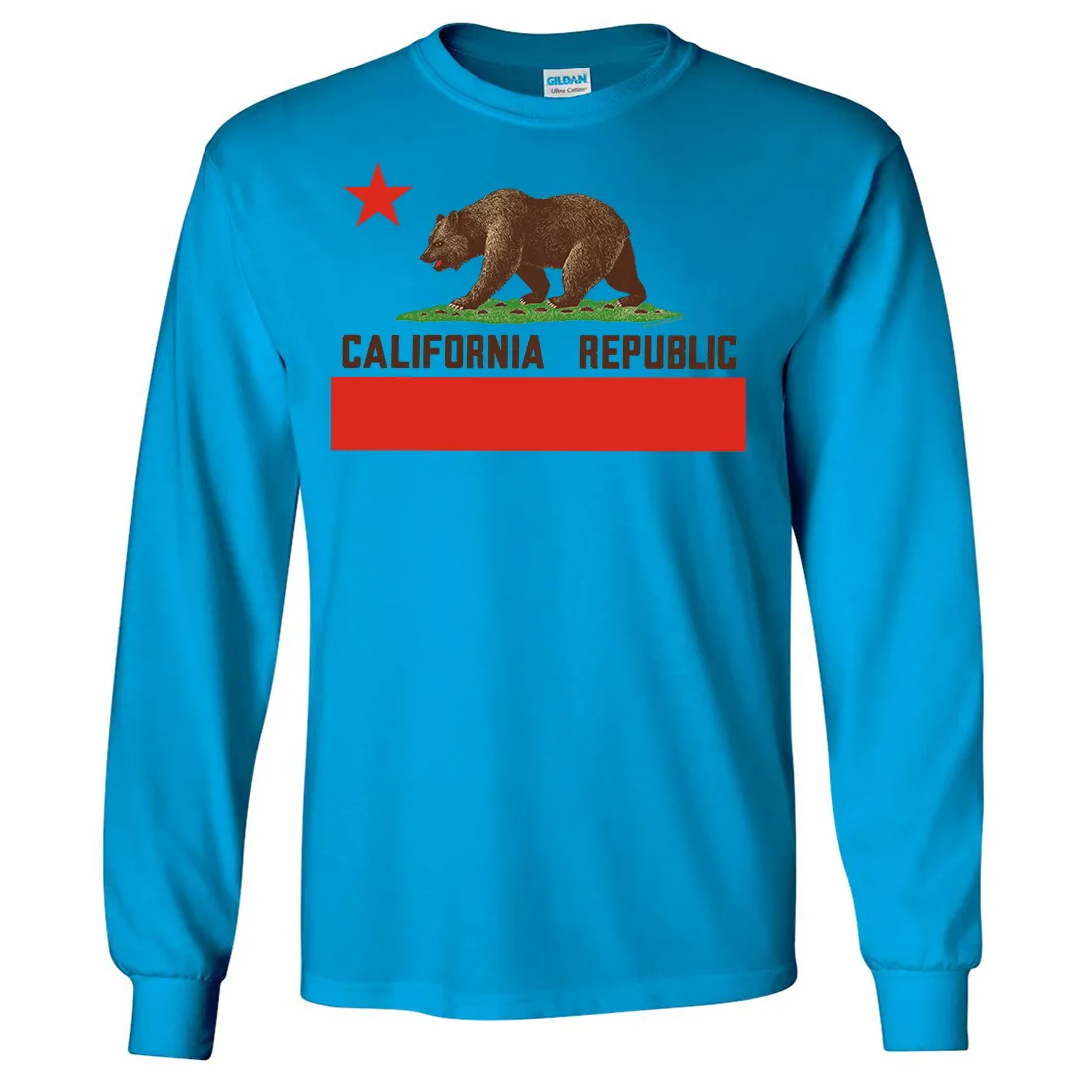 Don Pimentel California Republic Bear Flag Brown Text Long Sleeve Shirt