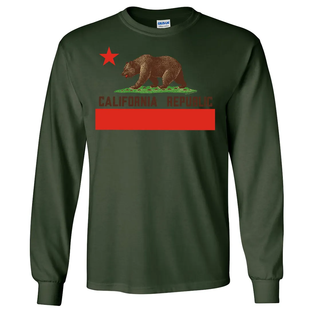 Don Pimentel California Republic Bear Flag Brown Text Long Sleeve Shirt