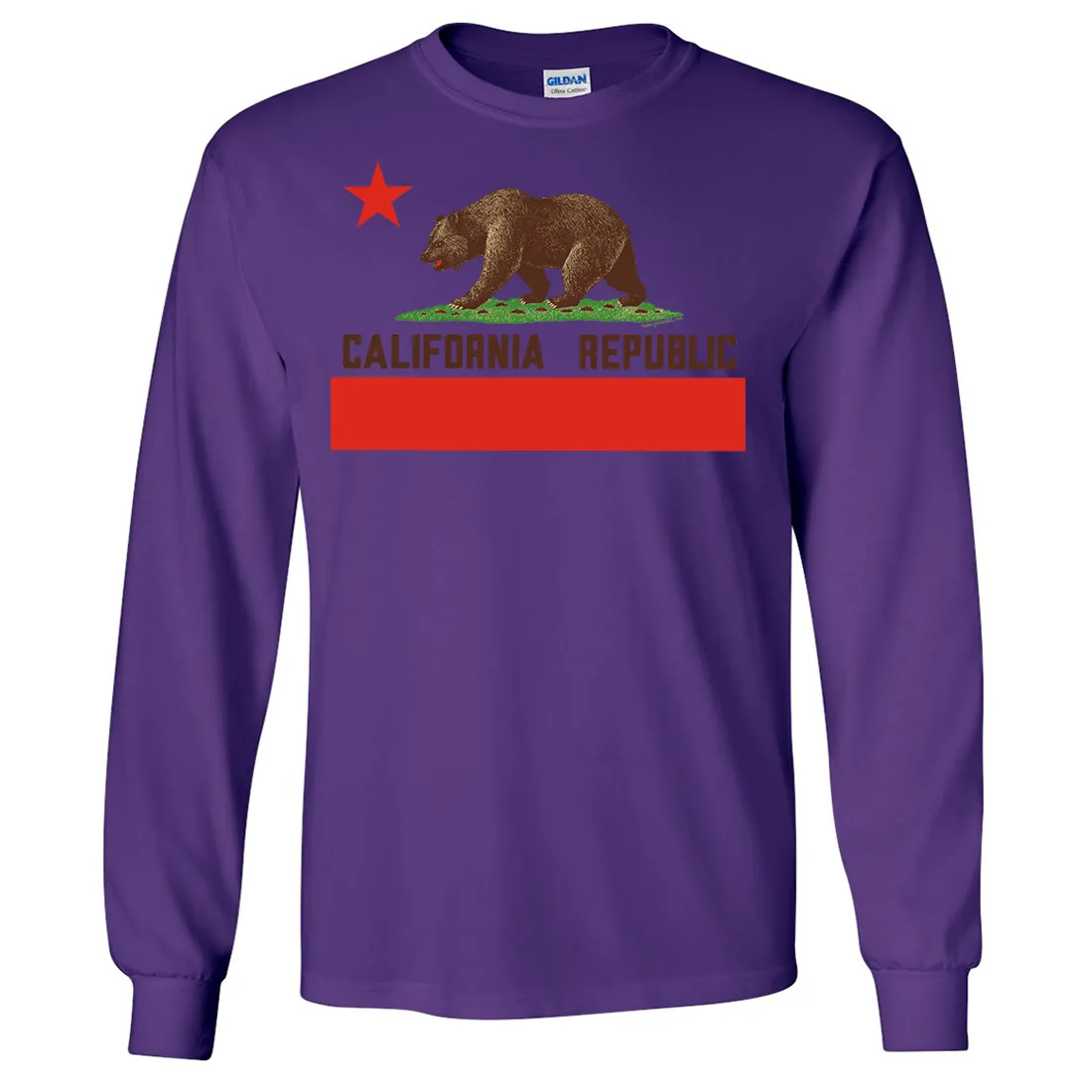 Don Pimentel California Republic Bear Flag Brown Text Long Sleeve Shirt