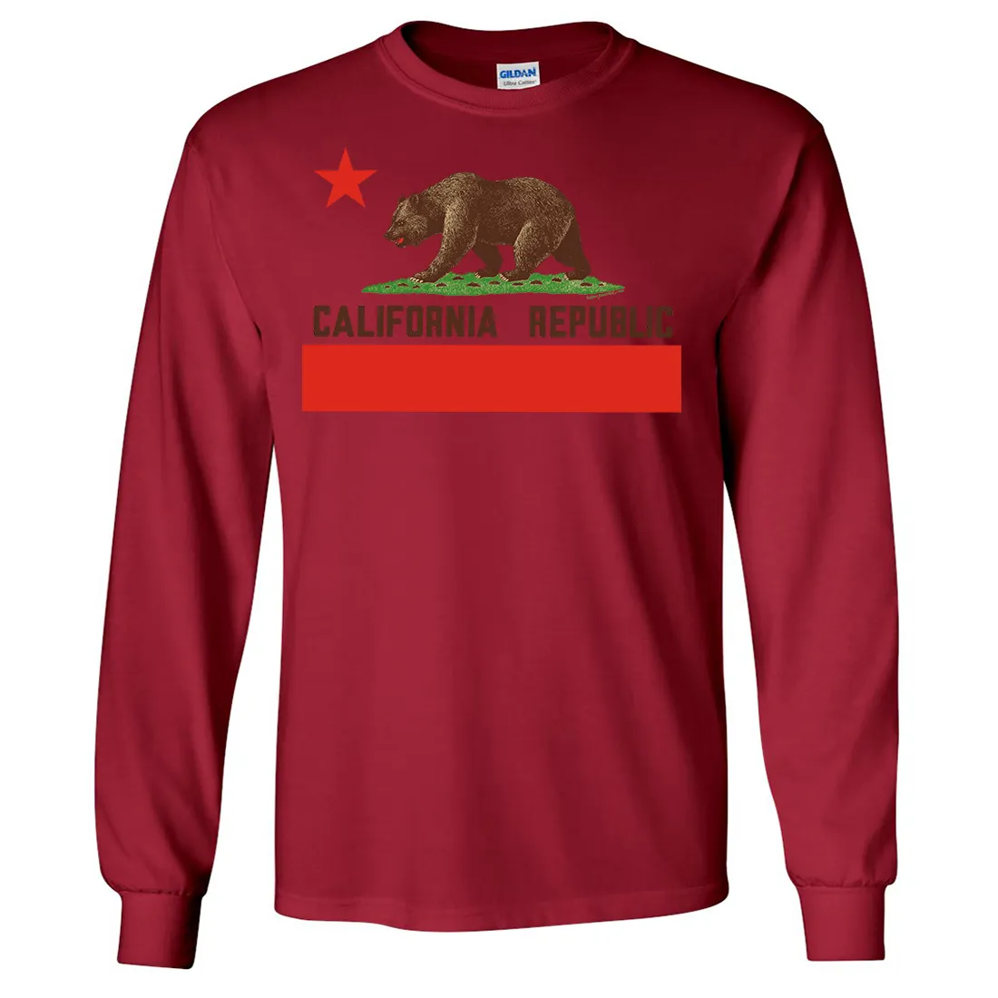 Don Pimentel California Republic Bear Flag Brown Text Long Sleeve Shirt