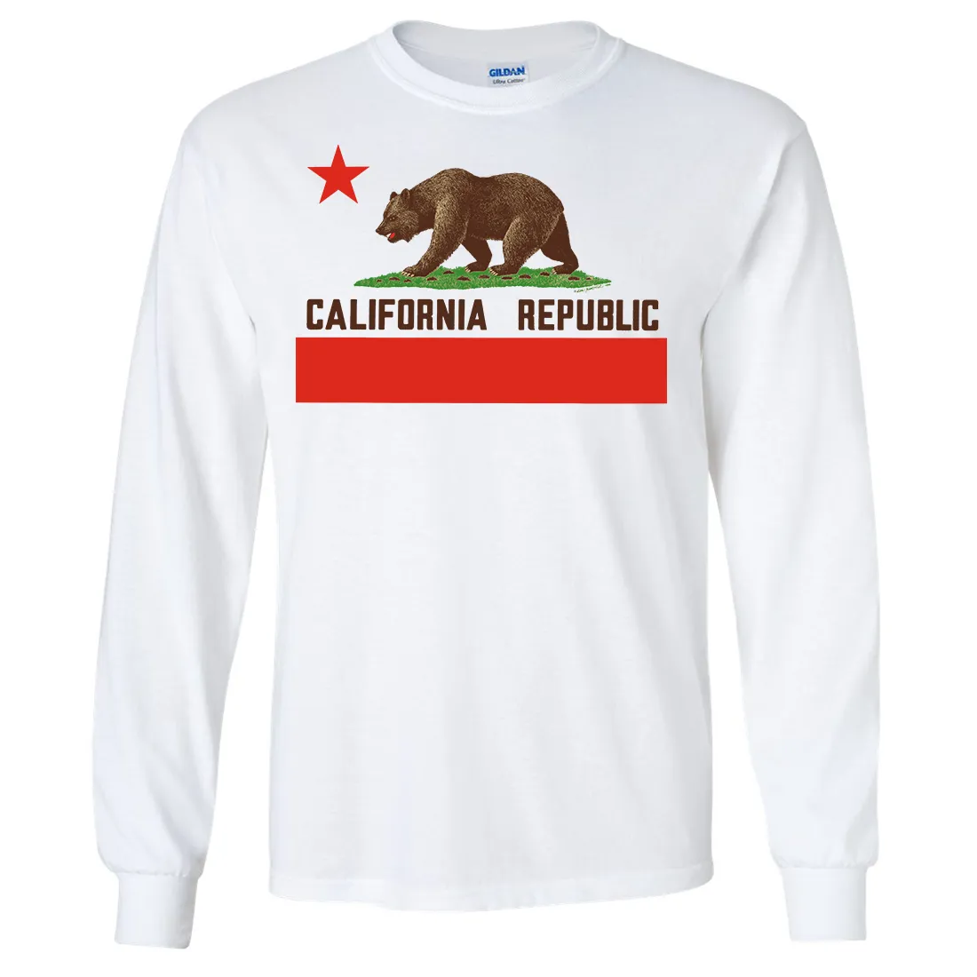 Don Pimentel California Republic Bear Flag Brown Text Long Sleeve Shirt