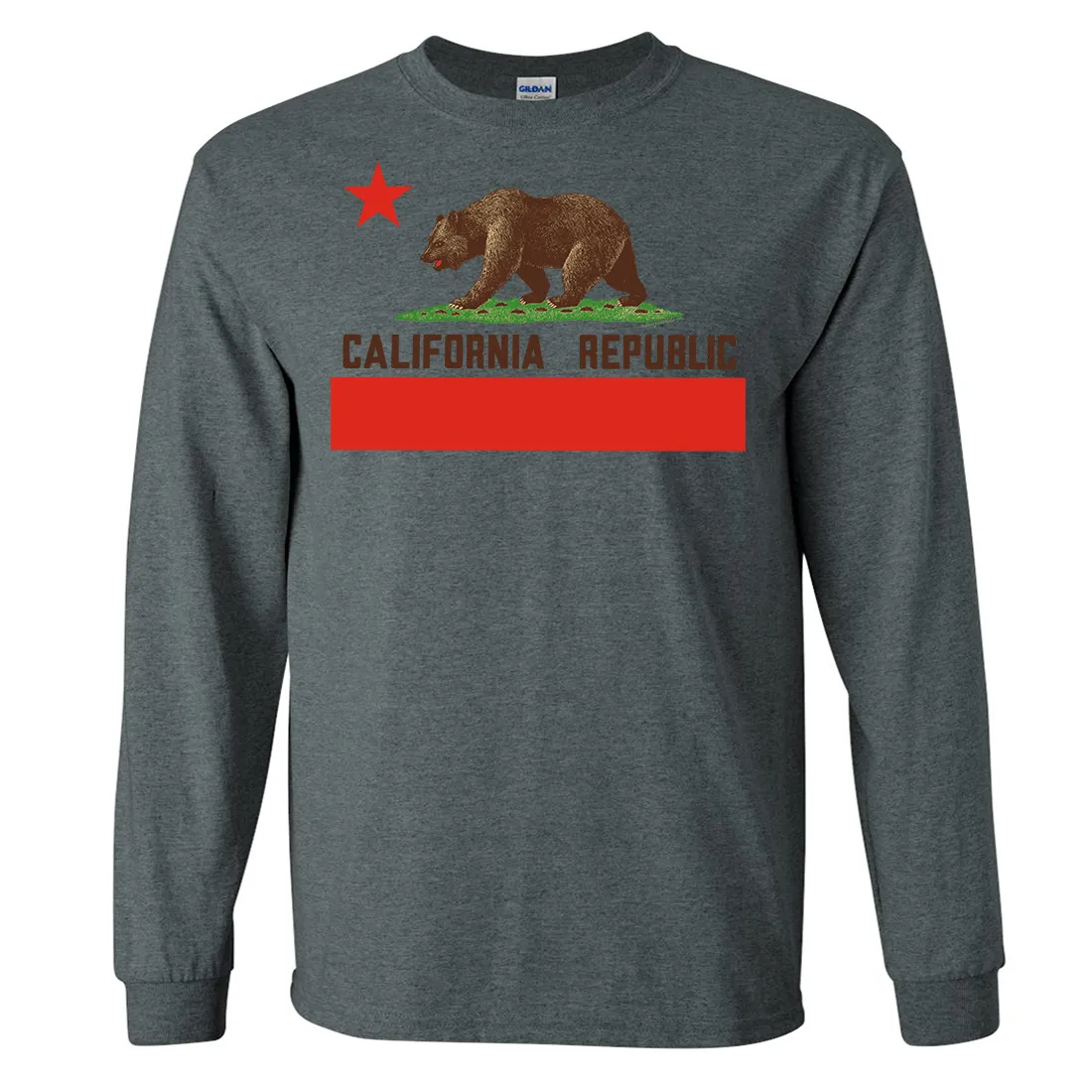 Don Pimentel California Republic Bear Flag Brown Text Long Sleeve Shirt