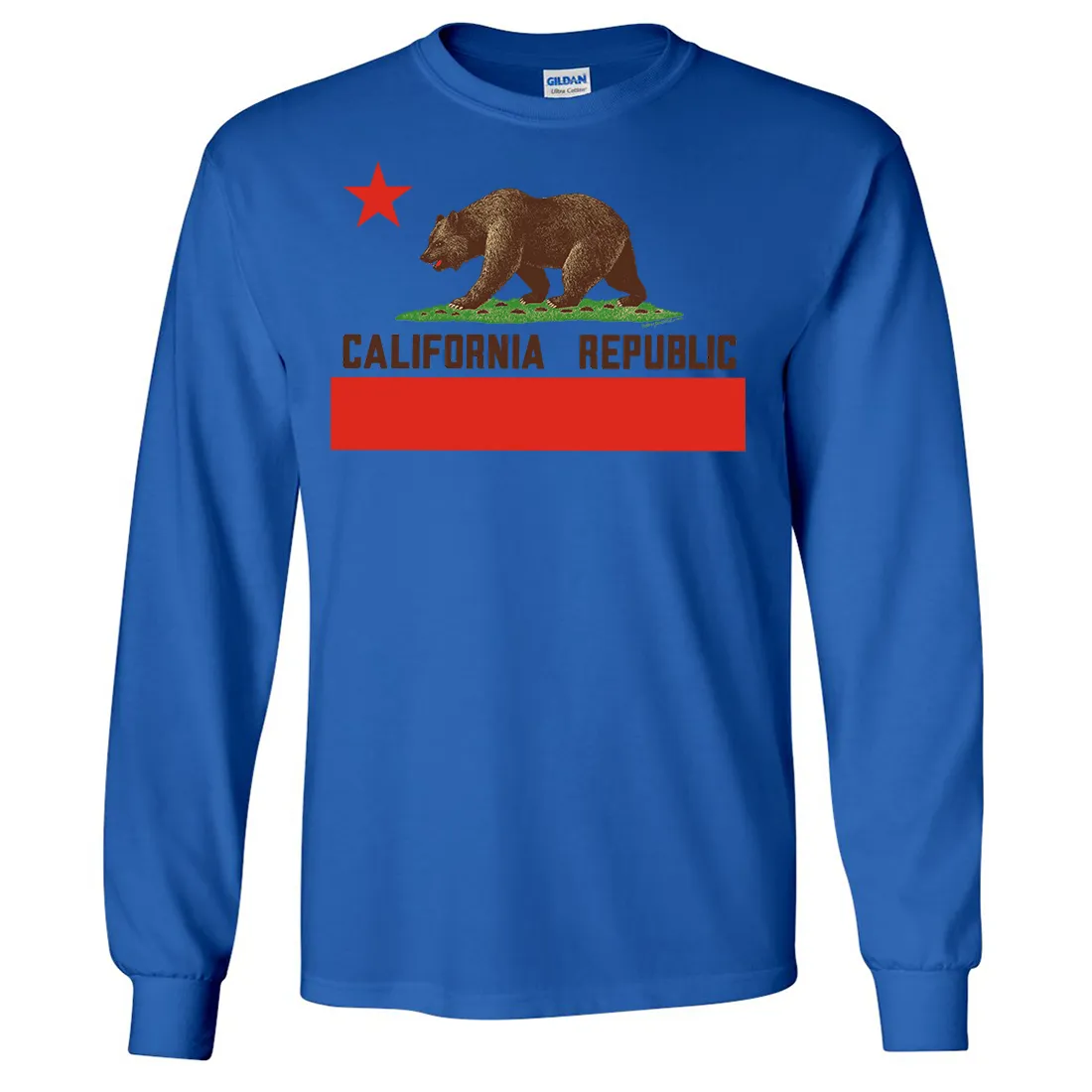 Don Pimentel California Republic Bear Flag Brown Text Long Sleeve Shirt