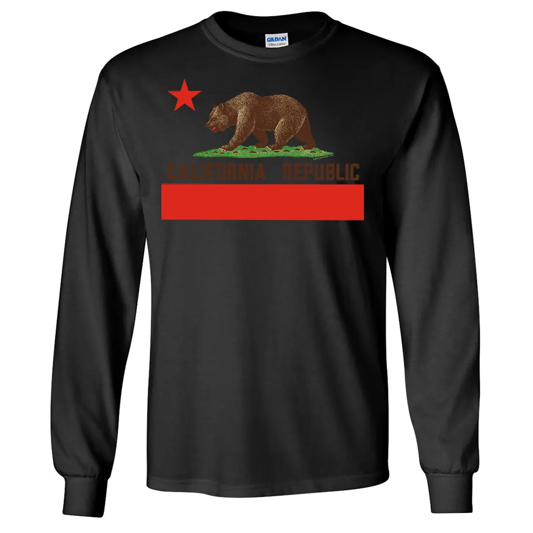 Don Pimentel California Republic Bear Flag Brown Text Long Sleeve Shirt