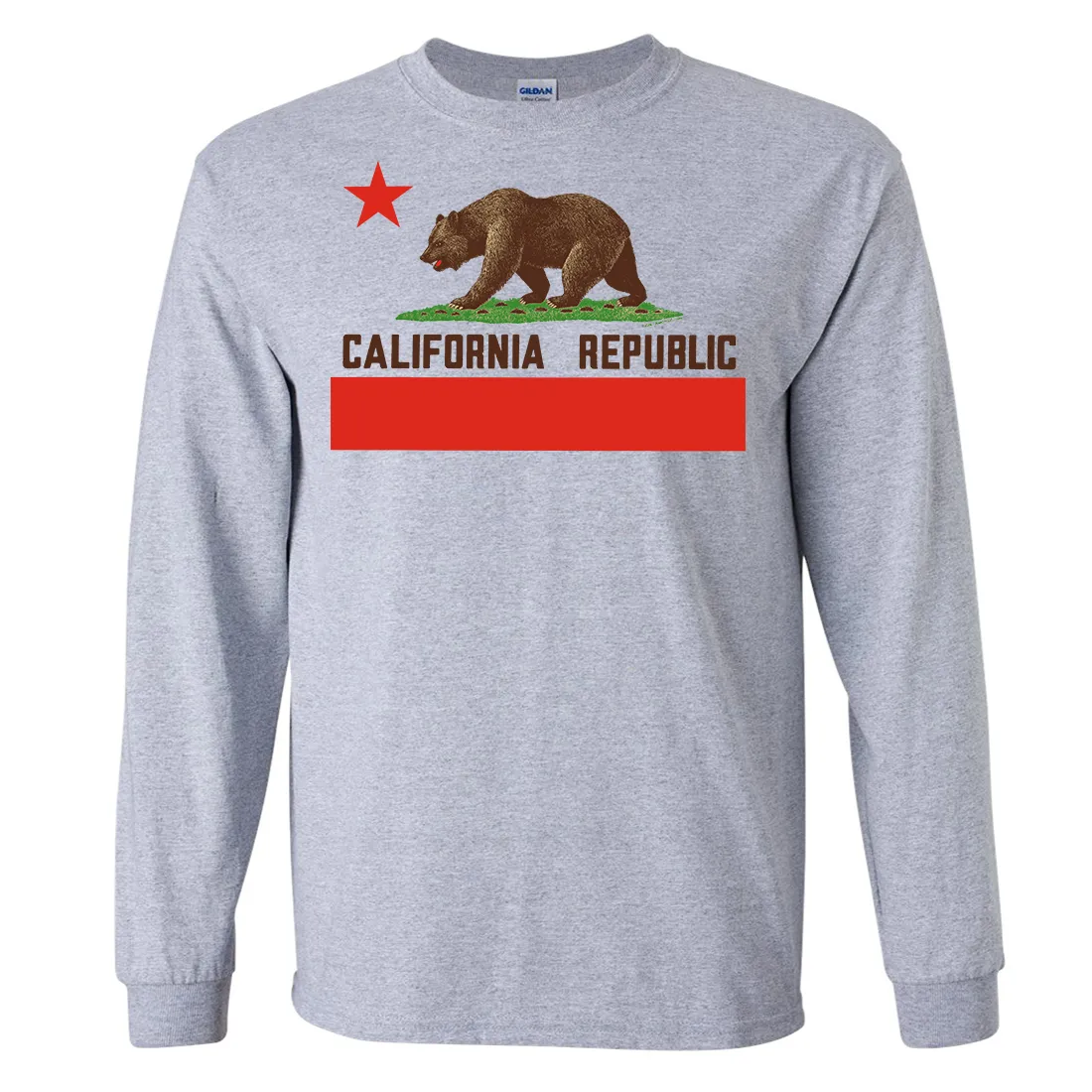 Don Pimentel California Republic Bear Flag Brown Text Long Sleeve Shirt