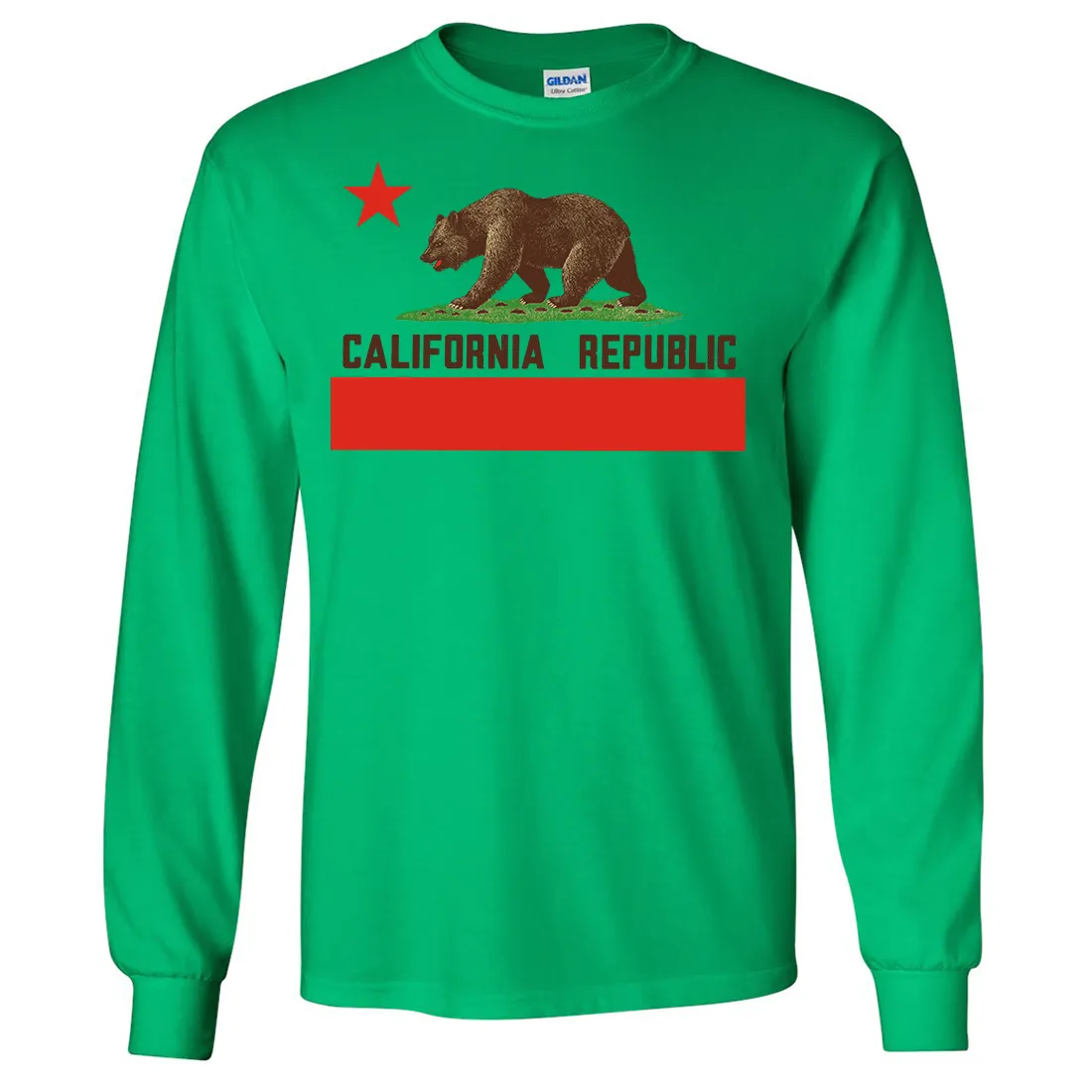 Don Pimentel California Republic Bear Flag Brown Text Long Sleeve Shirt
