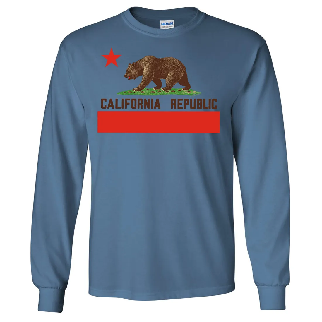 Don Pimentel California Republic Bear Flag Brown Text Long Sleeve Shirt