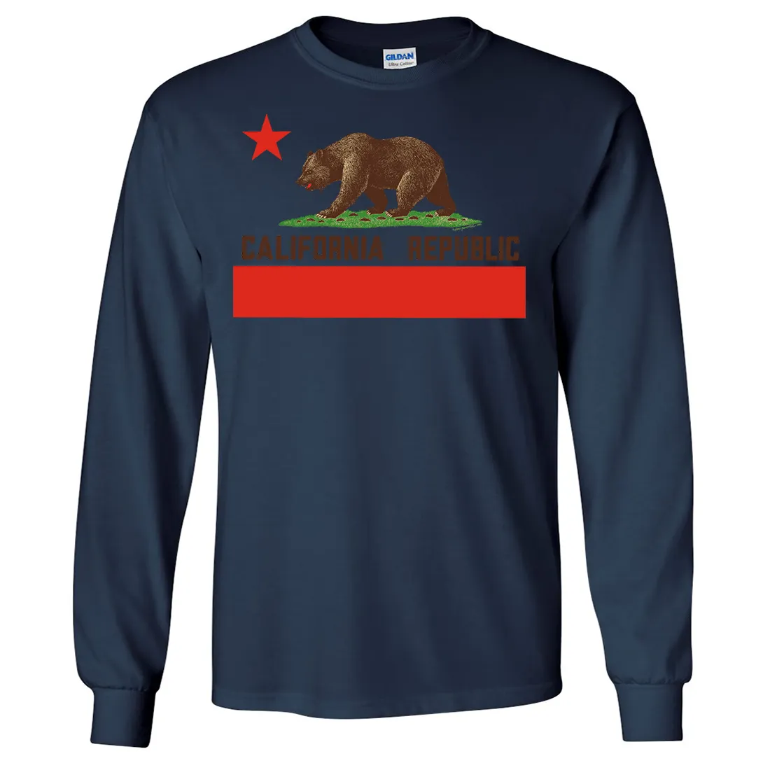 Don Pimentel California Republic Bear Flag Brown Text Long Sleeve Shirt