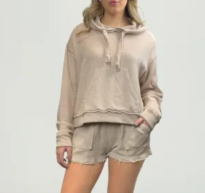 Drawstring Open Back Hoodie