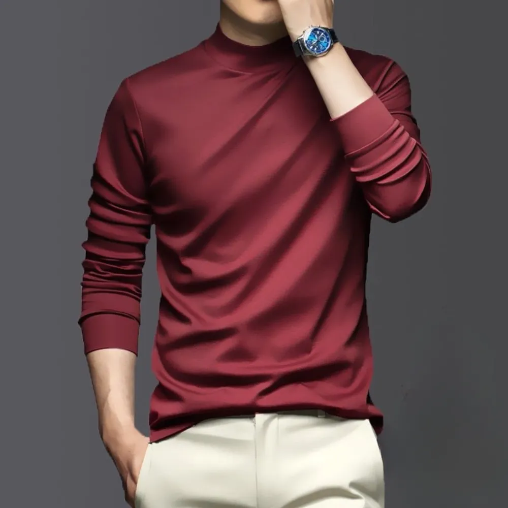 Elegant Long Sleeve Turtleneck T-Shirt for Men