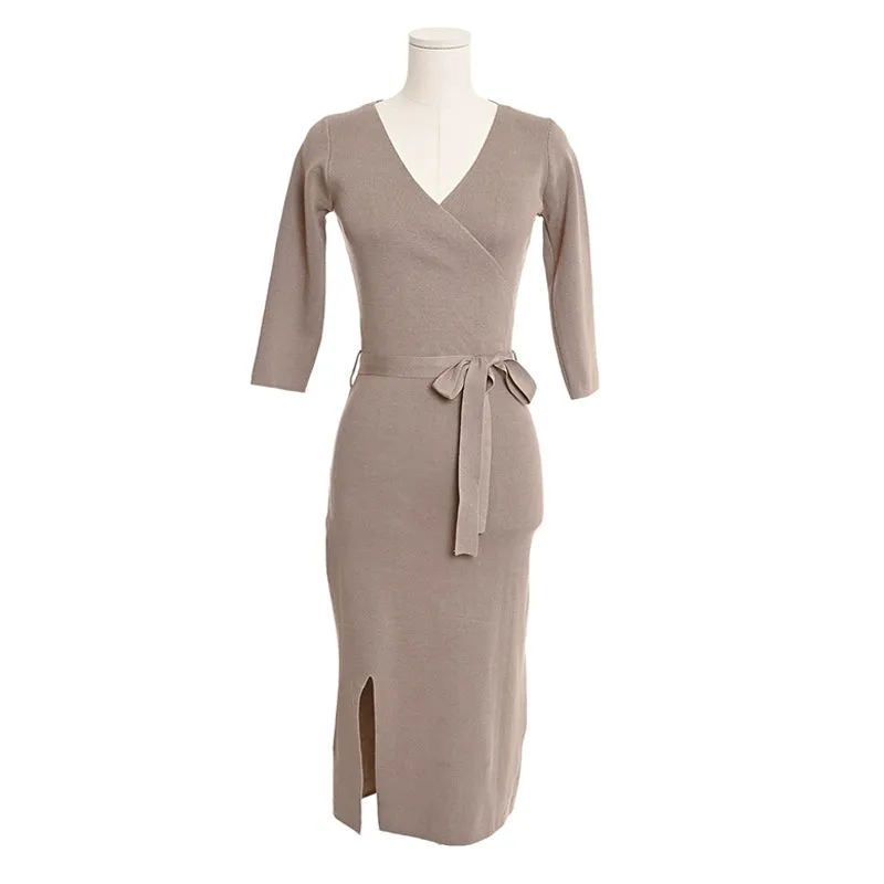 Elegant Purple Woolen Skirt with Split Design for Women - Slim Fit