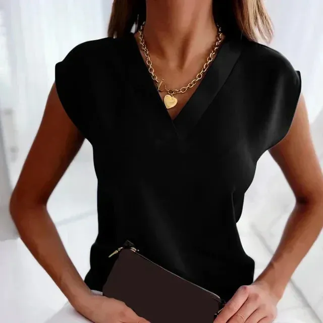 Elegant Women's V-Neck Blouse – Lightweight, Stylish & Comfortable Fit